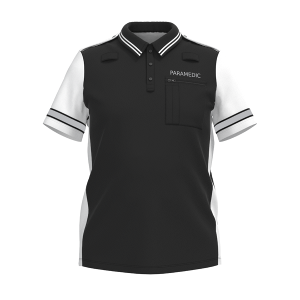 Admin Golf Shirt Black & White Timiskaming EMS On Duty Equipment